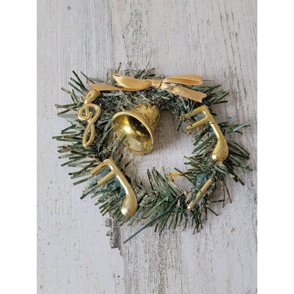 Miniature musical note wreath AS IS ornament Xmas decor